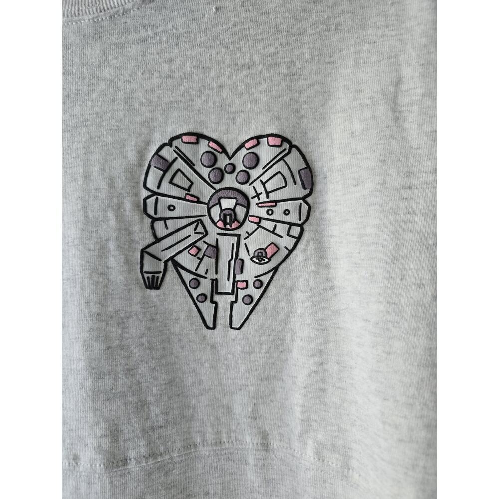 Star Wars Spirit Jersey Millennium Falcon graphic print top gray 100% Cotton XS - Picture 2 of 5
